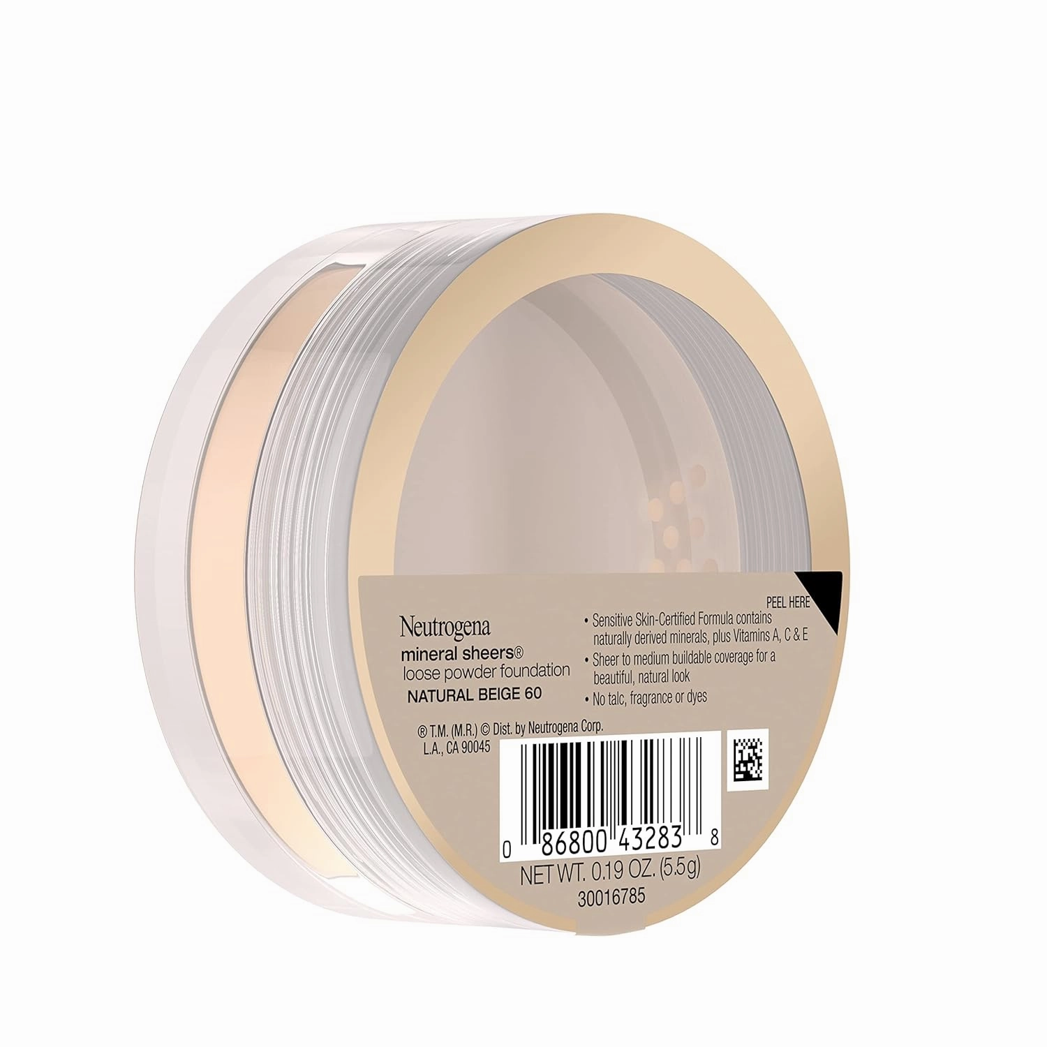 Neutrogena Mineral Sheers Lightweight Loose Powder Makeup Foundation with Vitamins A, C, & E, Sheer to Medium Buildable Coverage, Skin Tone Enhancer, Face Redness Reducer, Natural Beige 60,.19 oz