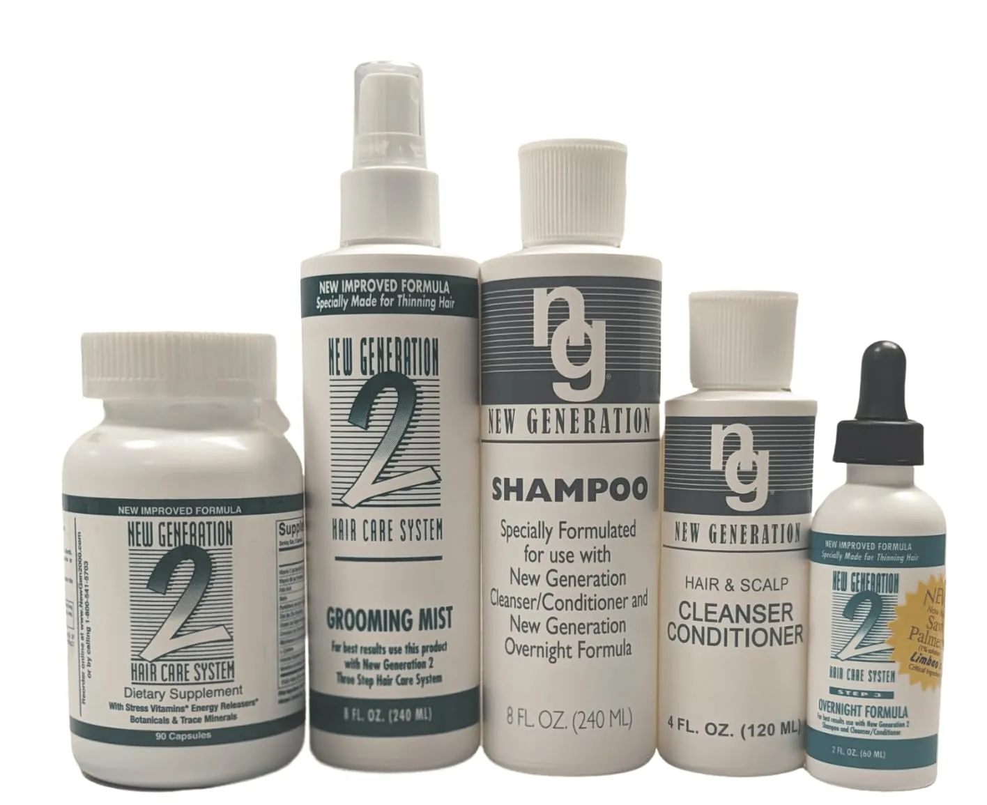 New Generation 5-Piece Set w/Purola3 - New Generation Original Shampoo, Cleanser/Conditioner, New Generation 2 Overnight Formula w/Purola3, Grooming Mist, Dietary Supplements