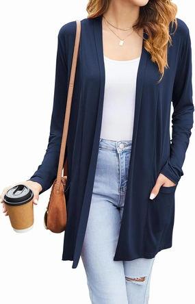 Newchoice Womens Casual Lightweight Cardigans with Pockets Loose Long Sleeve Open Front Cardigan