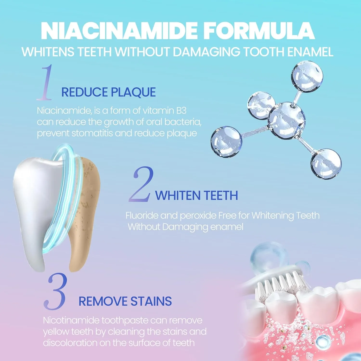 Niacinamide Whitening Toothpaste, Niacinamide Toothpaste, Fluoride-Free, for Enamel Protection ，New Sakura Peach Fragrance，Deep Cleaning & Long-Lasting Fresh Breath 4.23oz-2-Pack