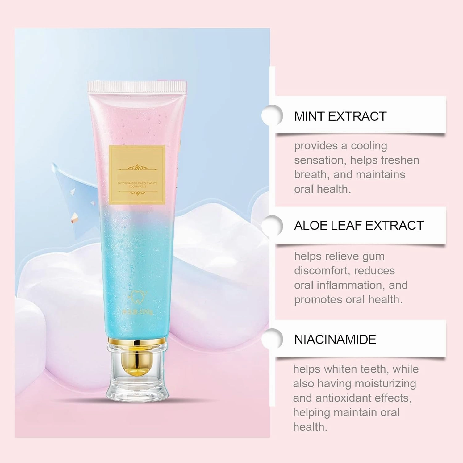 Niacinamide whitening Toothpaste - Fluoride-Free, Intensive Toothpaste Whitening for Fresh Breath, Gentle Mint (2)