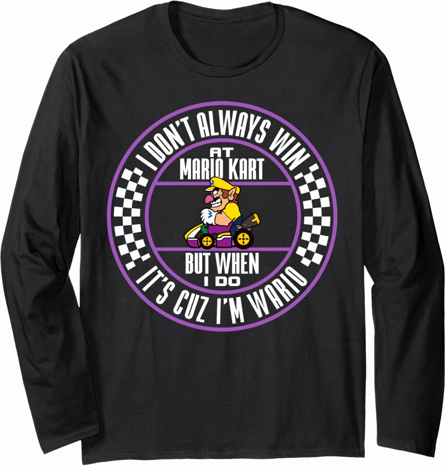 Nintendo Mario Kart Wario When I Win Circle Text Long Sleeve T-Shirt