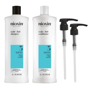 Nioxin Shampoo & Conditioner Liter Duo Sets | Prepacks with Pumps Included | Systems 1-4 | For Natural, Colored, & Damaged Hair with Light to Progressed Thinning | Strengthen & Boost Hair Density