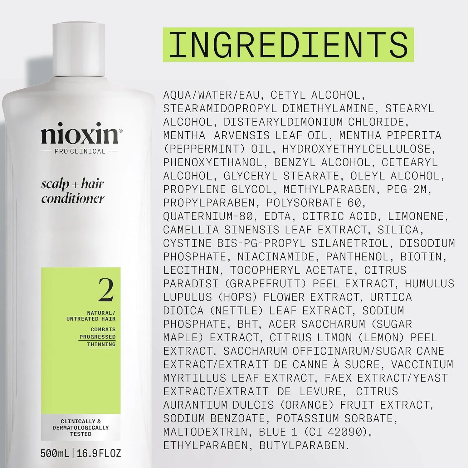 Nioxin System 2 Scalp   Hair Thickening Conditioner for Natural Hair with Progressed Thinning | Boost Hair Density with Niacinamide & Biotin | Refreshed Scalp with Healthy Shine