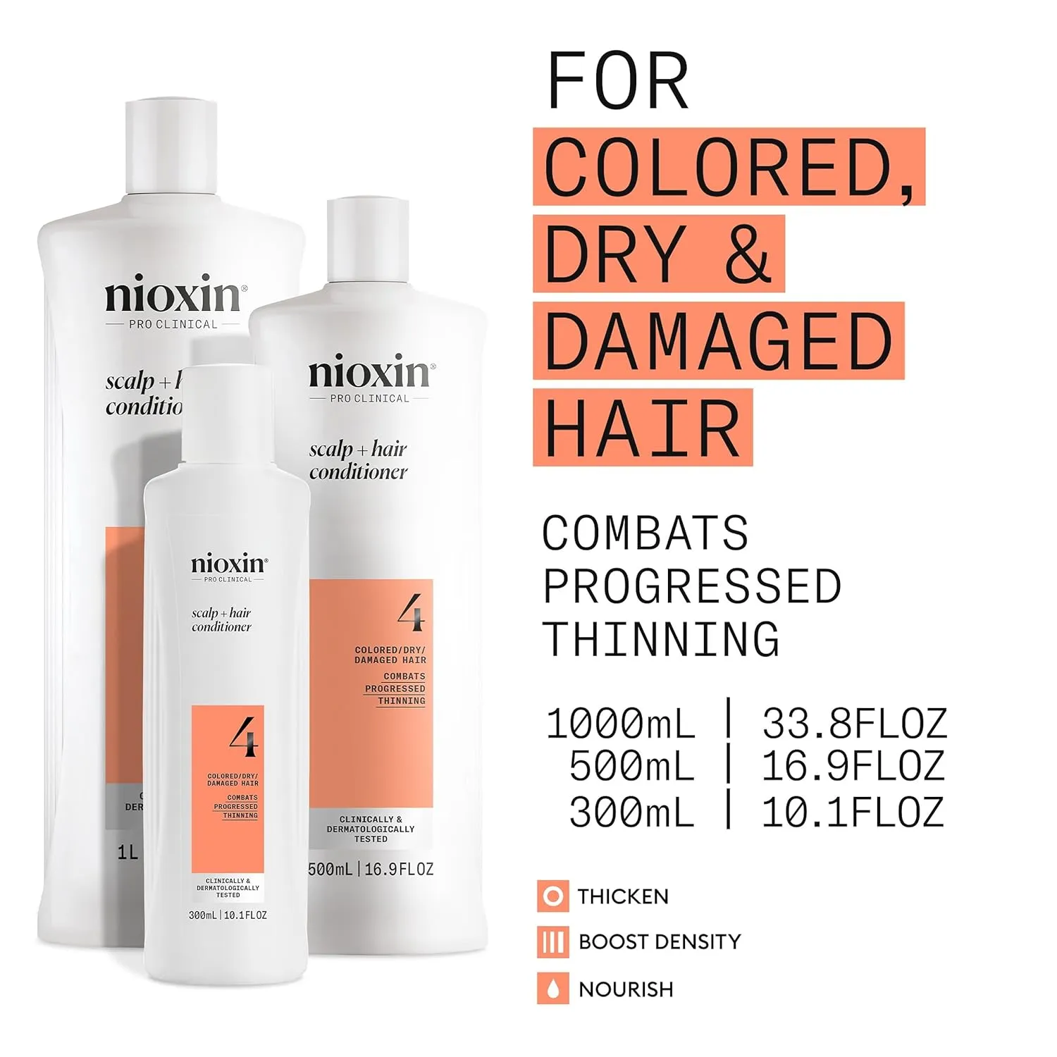 Nioxin System 4 Scalp   Hair Thickening Conditioner For Colored, Dry, & Damaged Hair with Progressed Thinning Maintain Vibrant Color Nourish & Boost Hair Density with Niacinamide & Biotin