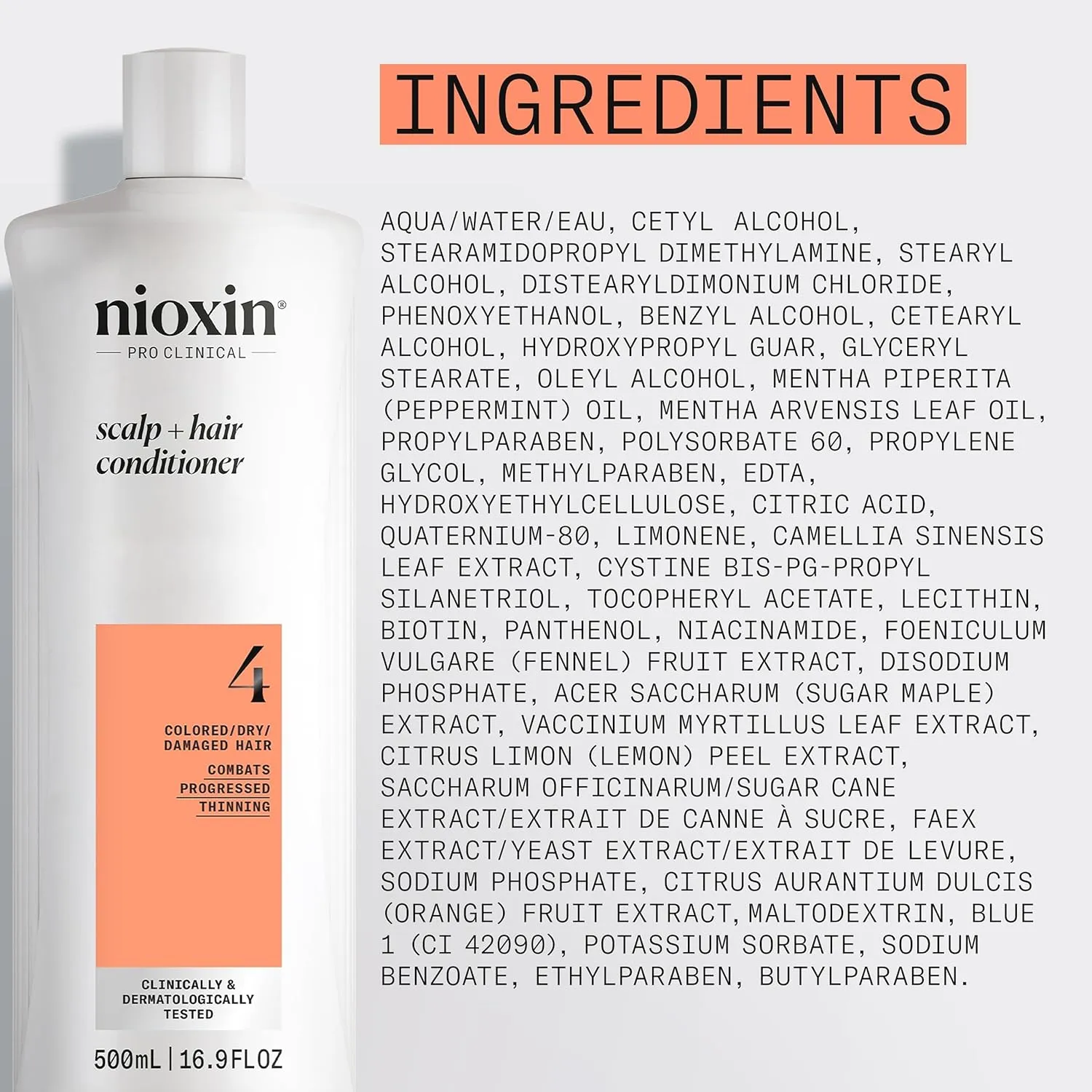 Nioxin System 4 Scalp   Hair Thickening Conditioner For Colored, Dry, & Damaged Hair with Progressed Thinning Maintain Vibrant Color Nourish & Boost Hair Density with Niacinamide & Biotin