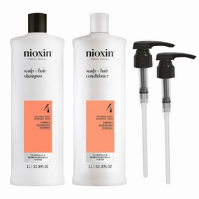 Nioxin Shampoo & Conditioner Liter Duo Sets | Prepacks with Pumps Included | Systems 1-4 | For Natural, Colored, & Damaged Hair with Light to Progressed Thinning | Strengthen & Boost Hair Density