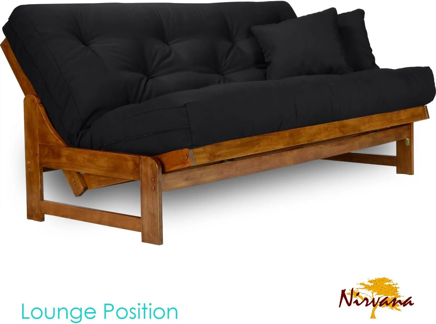 Nirvana Futons Miami Futon Frame and Mattress Set - Full Size, 8" Twill Black Cover
