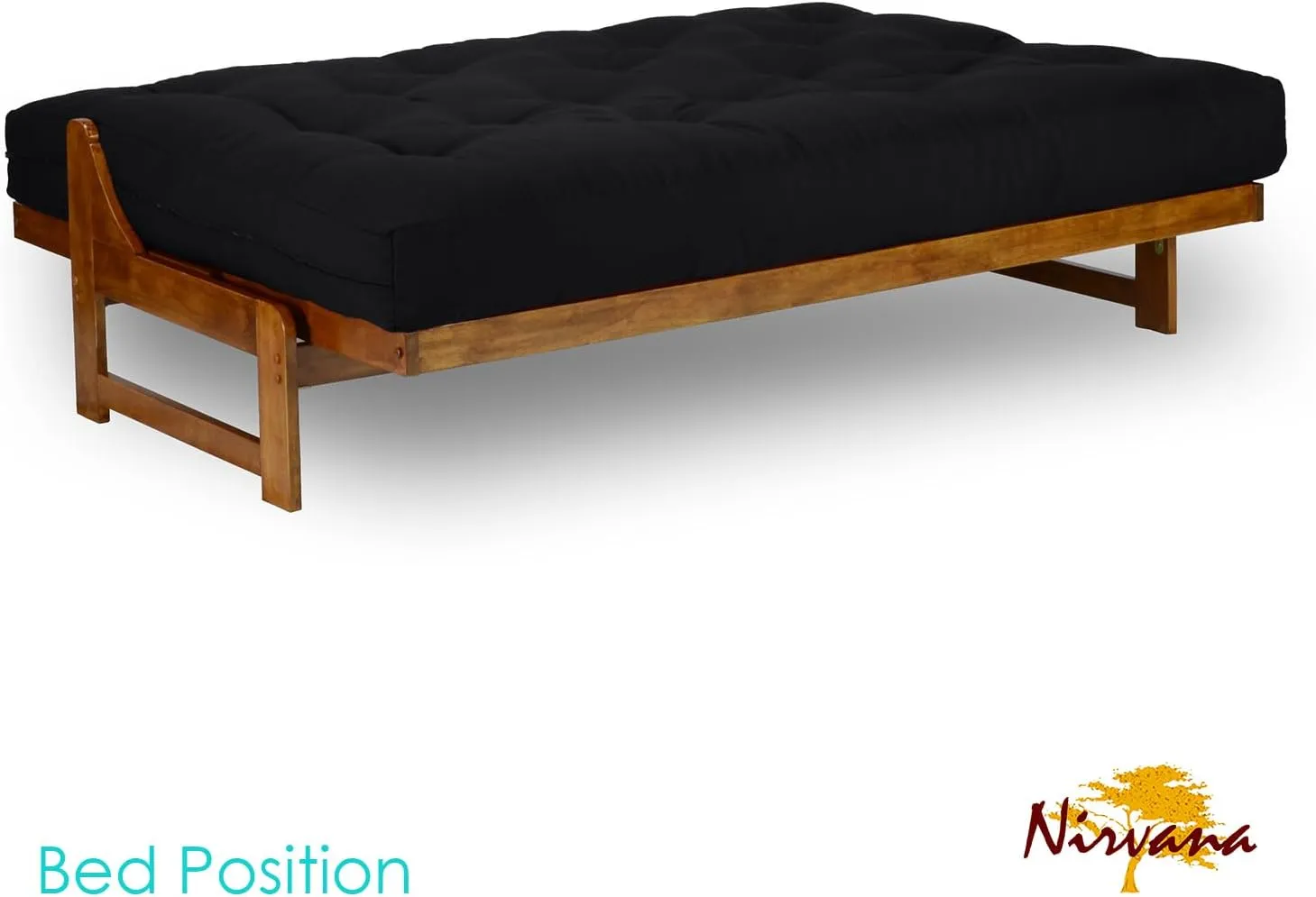 Nirvana Futons Miami Futon Frame and Mattress Set - Full Size, 8" Twill Black Cover