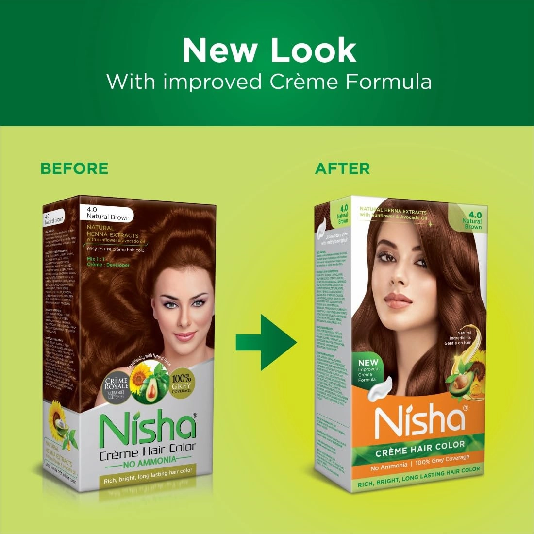 Nisha Creme Permanent Hair Color 100 percent Gray Coverage Hair Dye Easy to Apply Long Lasting Hair Colouring For Ultra Soft Deep Shine Conditioning With Natural Herbs Pack of 3 (Natural Brown)