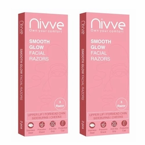 Nivv.e Reusable Face Razor for Women Facial Hair- 6 Razors | Instant & Painless Hair Removal | For Eyebrows, Upper Lip, Forehead, Peach Fuzz, Chin and Sideburns (Pack of 2)