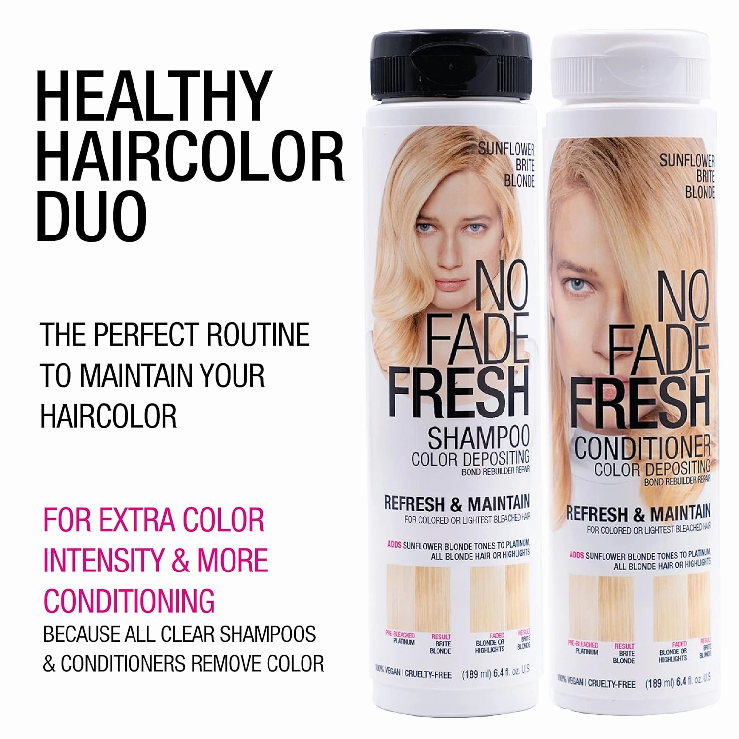 No Fade Fresh Sunflower Bright Blonde Depositing Shampoo   Conditioner Duo - Enhance Color, Prevent Fading & Tone Hair