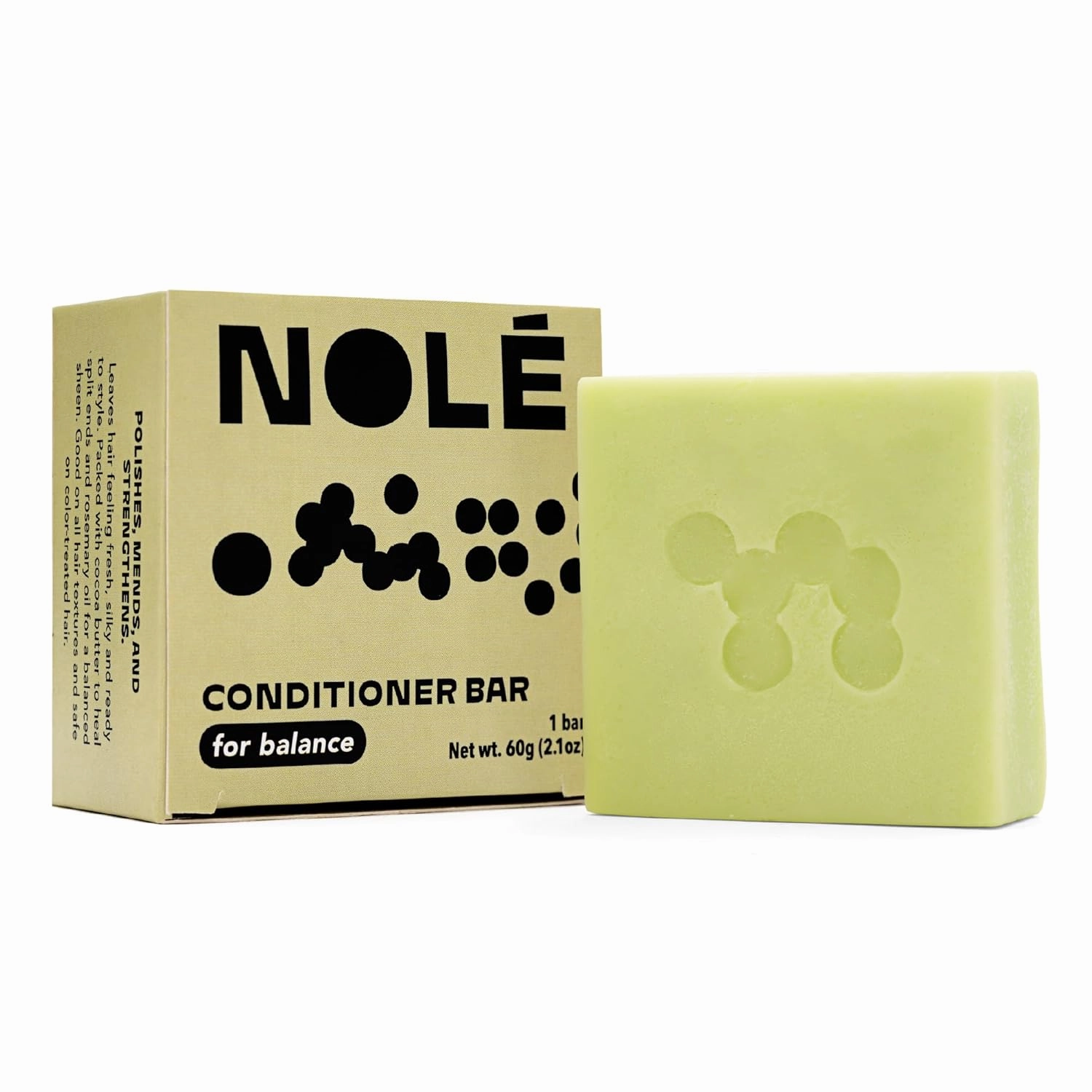 NOLE CARE Sustainable Conditioner Bar with Rosemary Min & Batana Oil, for Dry Hair, Anti Dandruff (2.12 Oz Bar) - Sustainable, PH Balanced, Rice Protein Conditioner, Plastic-Free