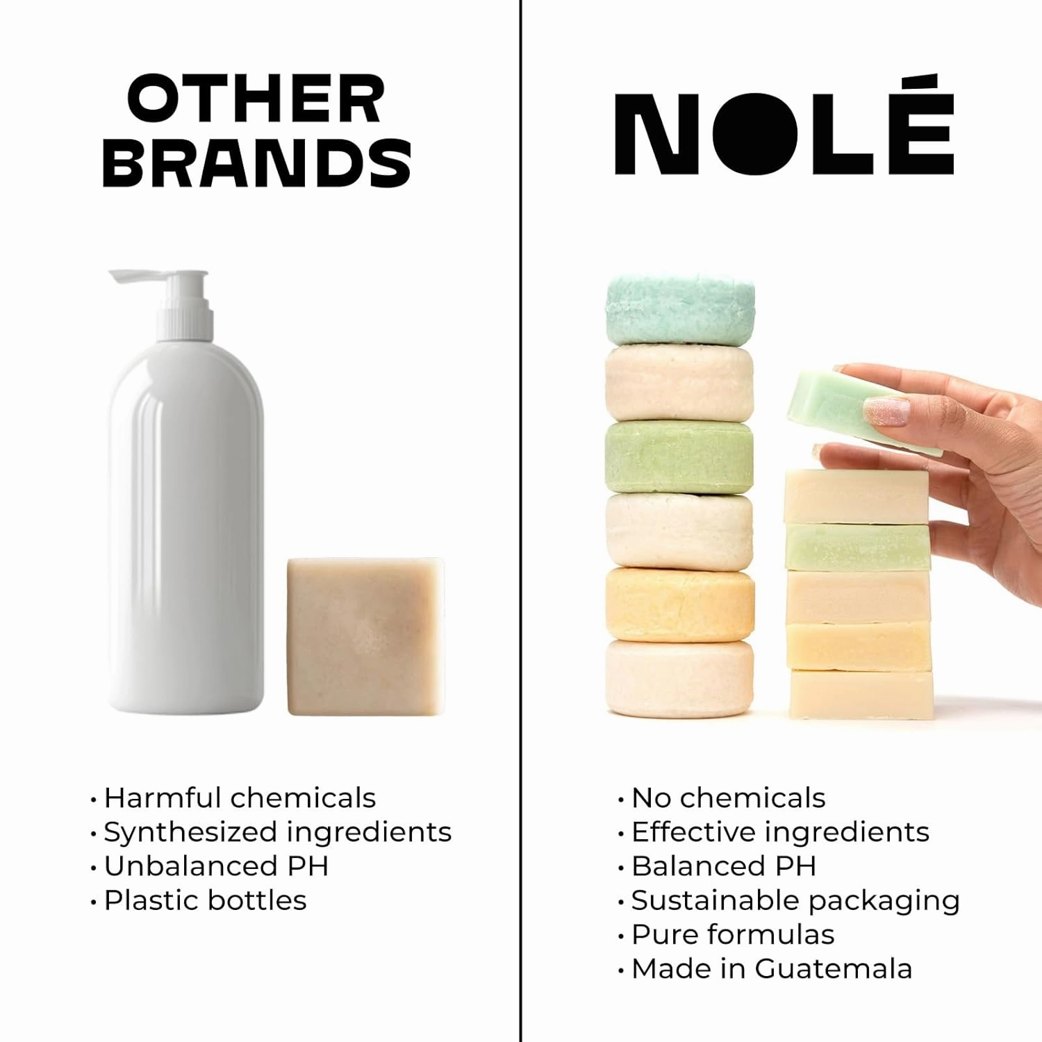 NOLE CARE Sustainable Conditioner Bar with Rosemary Min & Batana Oil, for Dry Hair, Anti Dandruff (2.12 Oz Bar) - Sustainable, PH Balanced, Rice Protein Conditioner, Plastic-Free