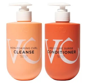 Non-Foaming Curl Cleanse and Moisture Surge Conditioner Kit - Clarifying Shampoo and Deep Conditioner for Curly Hair, Cowash for Natural Curly Hair with Amino Acids & Proteins (10 oz)