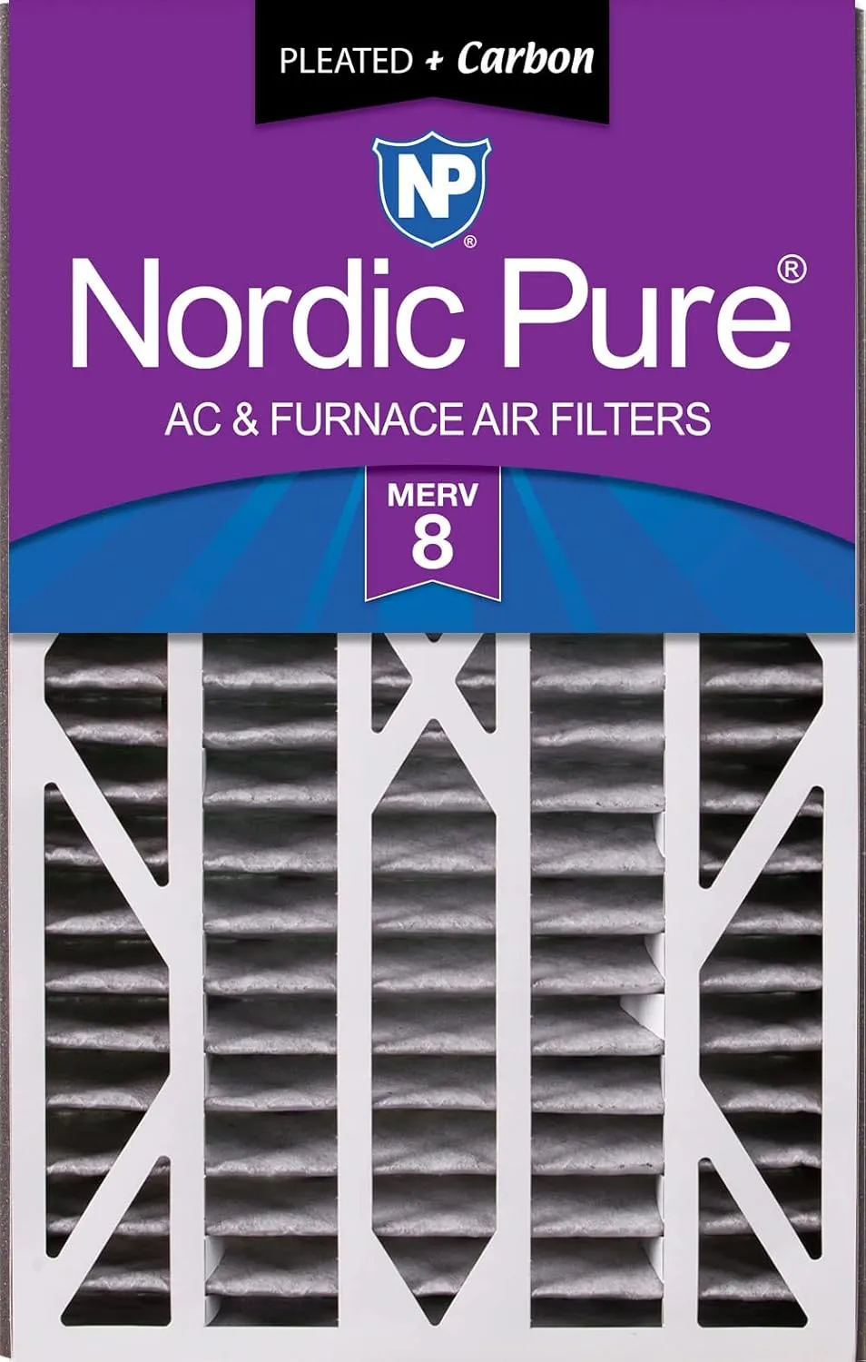 Nordic Pure 16x25x3 (15 13/16 x 24 5/16 x 3) MERV 8 Plus Carbon Trion Air Bear Cub Replacement Air Filter 1 Pack