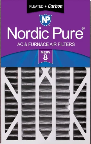 Nordic Pure 16x25x3 (15 13/16 x 24 5/16 x 3) MERV 8 Plus Carbon Trion Air Bear Cub Replacement Air Filter 1 Pack