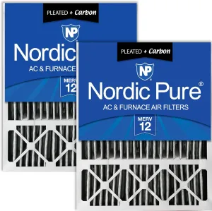 Nordic Pure 20x25x5 (19_3/4 x 24_3/4 x 4_3/8) Lennox X6673_X6675 Replacement MERV 12 Pleated   Carbon 2 Pack