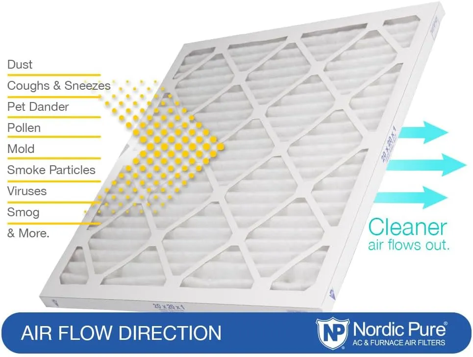 Nordic Pure 20x30x1 (19 5/8 x 29 5/8 x 3/4) Pleated MERV 14 Air Filters 6 Pack
