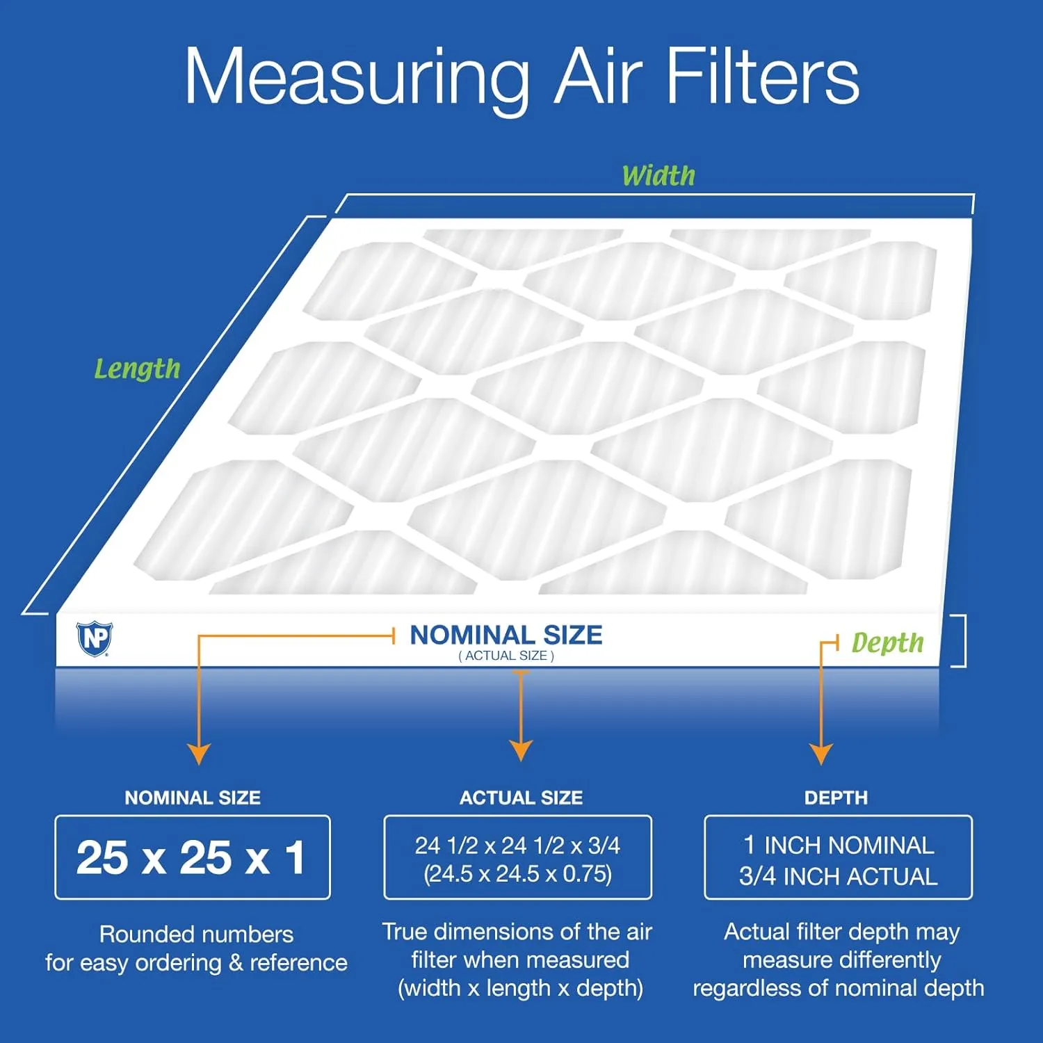 Nordic Pure 25x25x1 (24_1/2 x 24_1/2 x 3/4) Pleated Air Filters MERV 13 Plus Carbon 4 Pack
