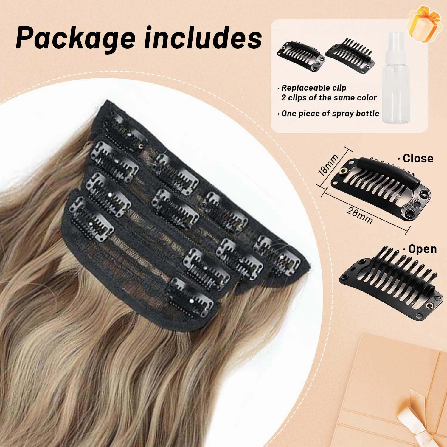 Not Tangled 20 Inch Long Wavy Synthetic Hair Extensions Honey Blonde Mixed Light Brown 4PCS thick long Clip in Hair Extensions for Women Full Head Natural Soft (20INCH, 22H10)