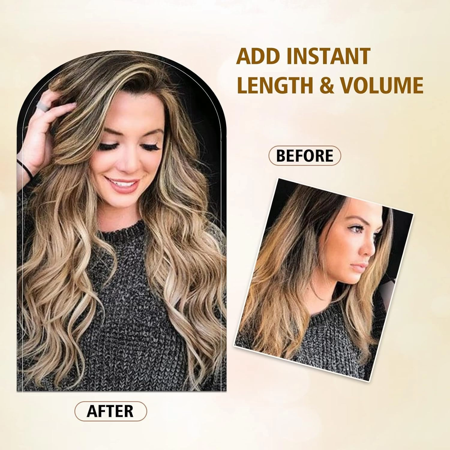 Not Tangled 20 Inch Long Wavy Synthetic Hair Extensions Honey Blonde Mixed Light Brown 4PCS thick long Clip in Hair Extensions for Women Full Head Natural Soft (20INCH, 22H10)