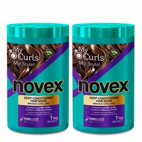 NOVEX My Curls Hair Mask (2 Pack, 1kg) - Deep Conditioner for Curly, Wavy, Damaged & Dry Hair - Moisturizing, Nourishing, Frizz Control & Detangling - Coconut Scent