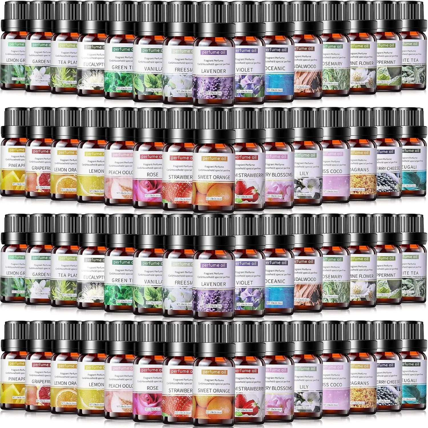 Nuanchu 90 Essential Oils Set 10ml Natural Essential Oils Aromatherapy Kit for Diffuser Humidifier Aromatherapy-Oils for Candle Bath Bombs Making
