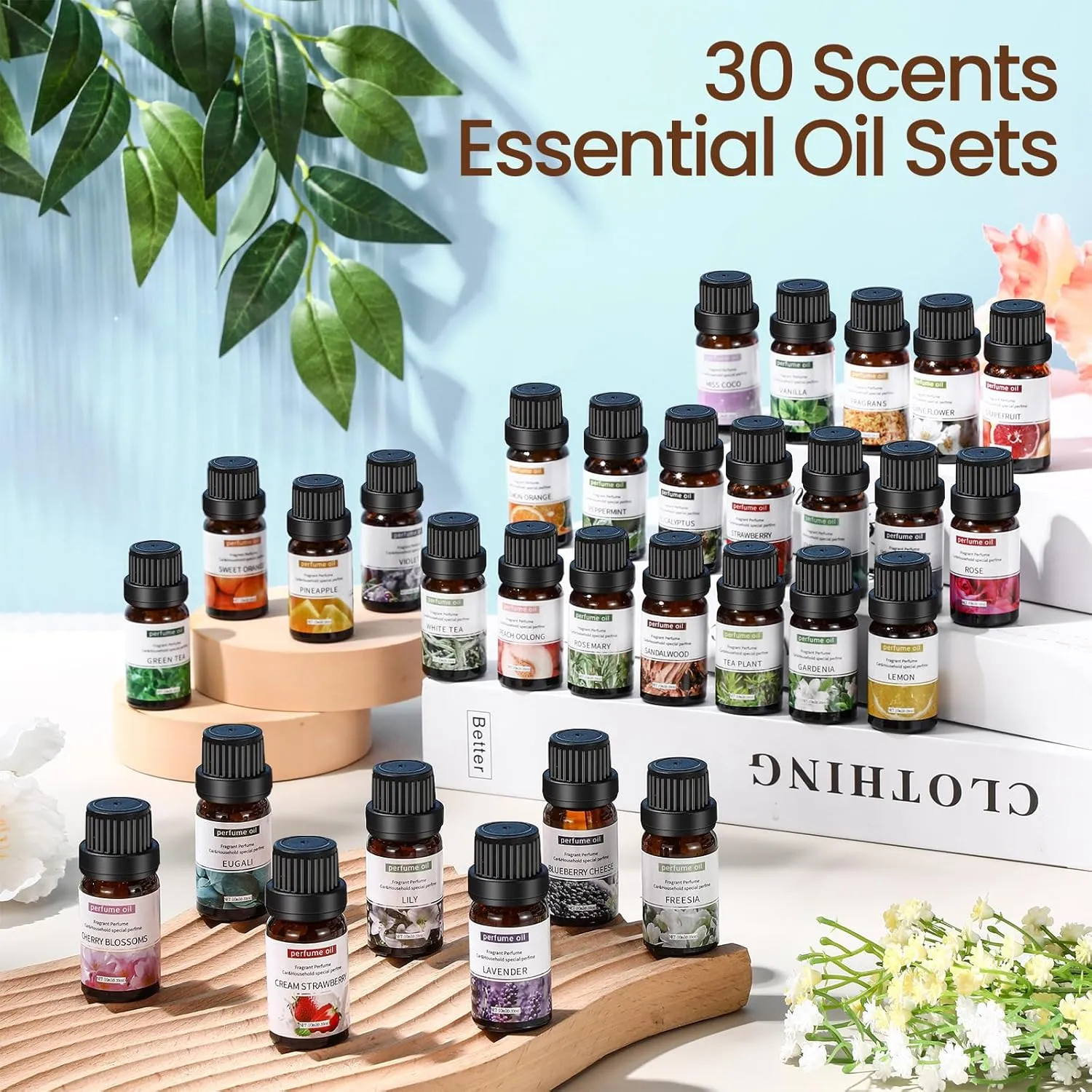Nuanchu 90 Essential Oils Set 10ml Natural Essential Oils Aromatherapy Kit for Diffuser Humidifier Aromatherapy-Oils for Candle Bath Bombs Making