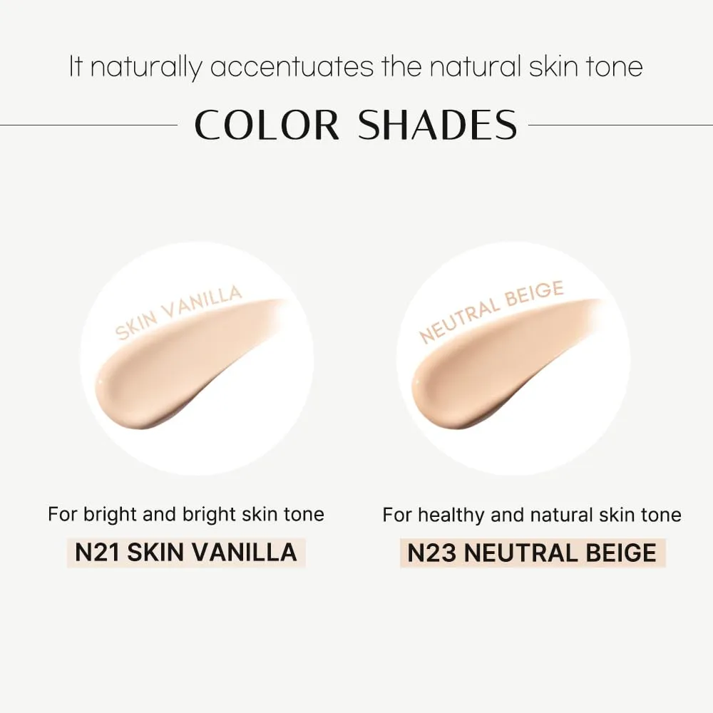 NUMBER EIGHT Skin Master Natural Cover Fit Cushion Foundation SPF 50  PA    | N23 NEUTRAL BEIGE | Long lasting, Lightweight, Flawless Coverage, Hypoallergenic, Korean Beauty (15g / 0.52oz.)
