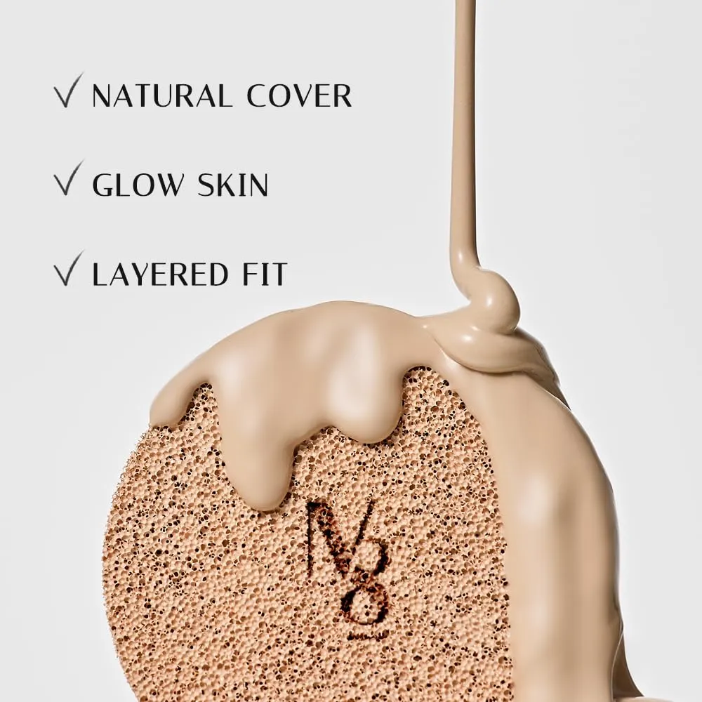 NUMBER EIGHT Skin Master Natural Cover Fit Cushion Foundation SPF 50  PA    | N23 NEUTRAL BEIGE | Long lasting, Lightweight, Flawless Coverage, Hypoallergenic, Korean Beauty (15g / 0.52oz.)