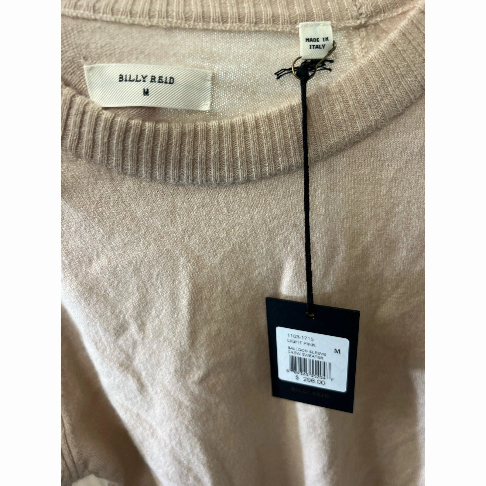 NWT Billy Reid Blush Pink Long Sleeve Sweater Sz M