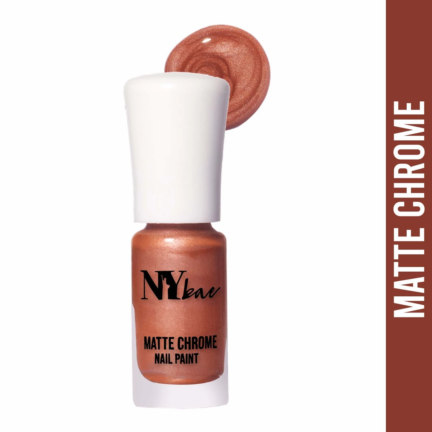 NY Bae Matte Chrome Nail Paint | Matte Finish | Chip Resistant | Cruelty Free | Travel Friendly | Mini Nail Paint - Peach Lace 05 (3 ml) 