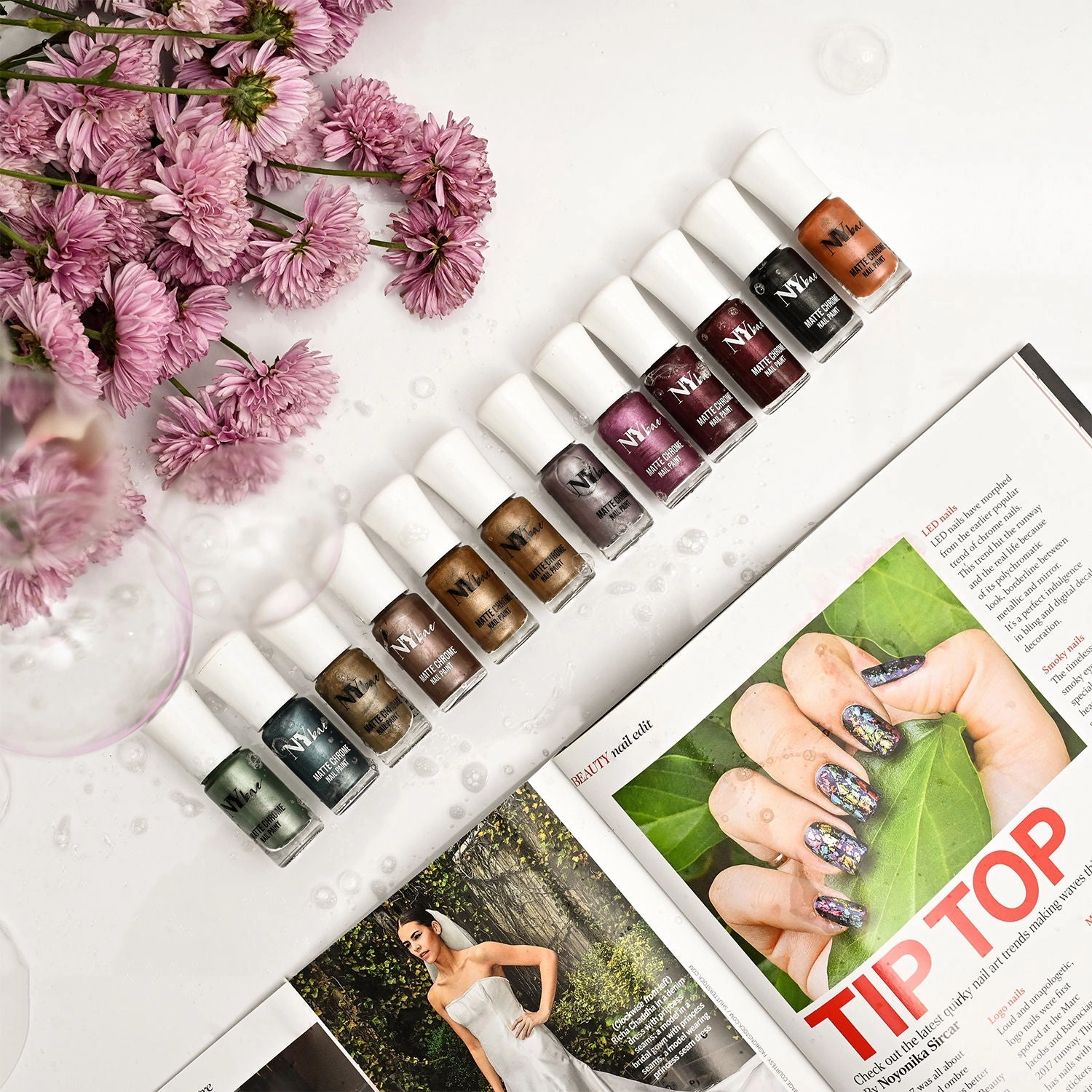 NY Bae Matte Chrome Nail Paint | Matte Finish | Chip Resistant | Cruelty Free | Travel Friendly | Mini Nail Paint - Peach Lace 05 (3 ml) 