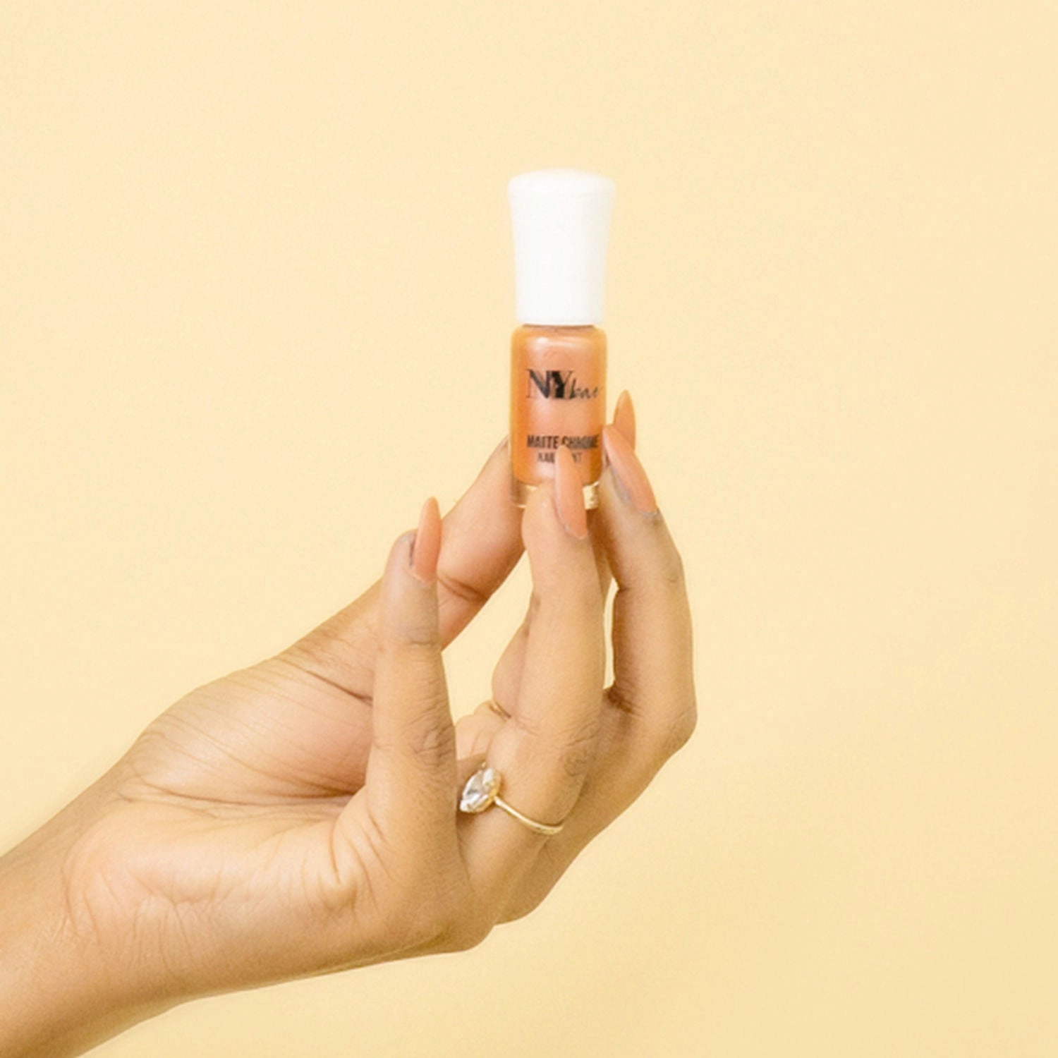 NY Bae Matte Chrome Nail Paint | Matte Finish | Chip Resistant | Cruelty Free | Travel Friendly | Mini Nail Paint - Peach Lace 05 (3 ml) 