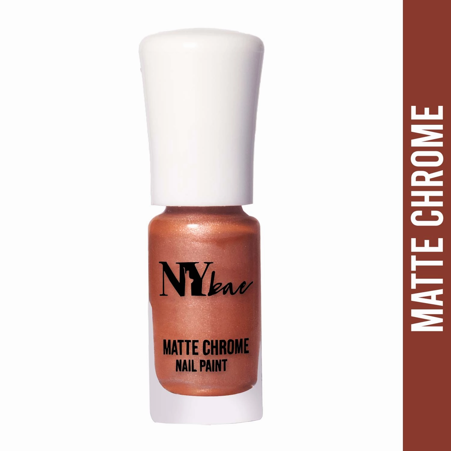 NY Bae Matte Chrome Nail Paint | Matte Finish | Chip Resistant | Cruelty Free | Travel Friendly | Mini Nail Paint - Peach Lace 05 (3 ml) 