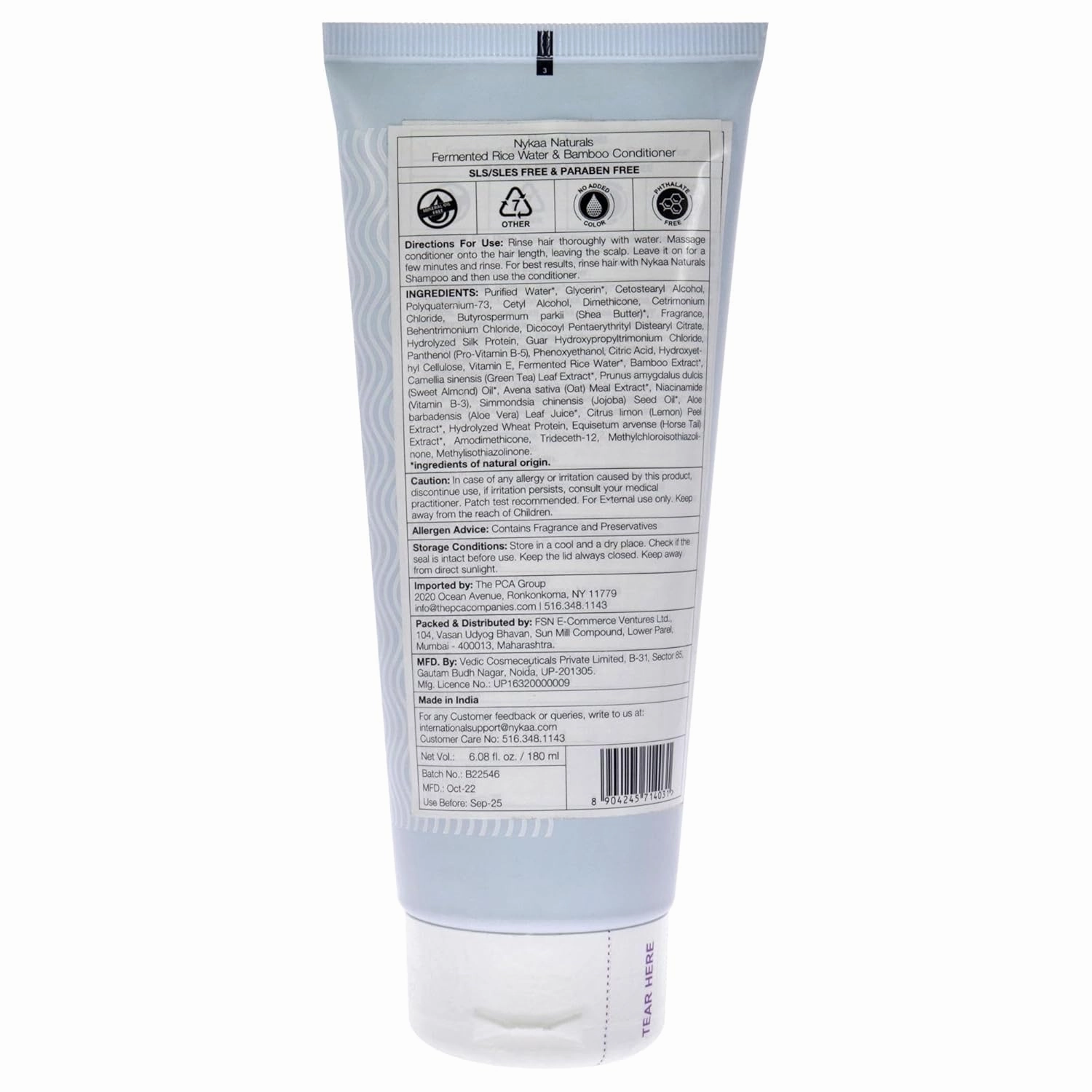 Nykaa Naturals Conditioner, Fermented Rice Water and Bamboo, 6.08 oz - Enriched with Vitamin E and Inositol - Reverses Damage - Deep Conditioner (Pack of 2)