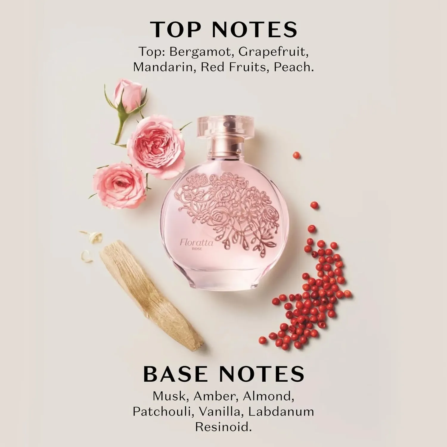 O Boticário Floratta Rose Eau de Toilette, Long-Lasting Floral Rose Fragrance Perfume for Women, 2.5 Ounce