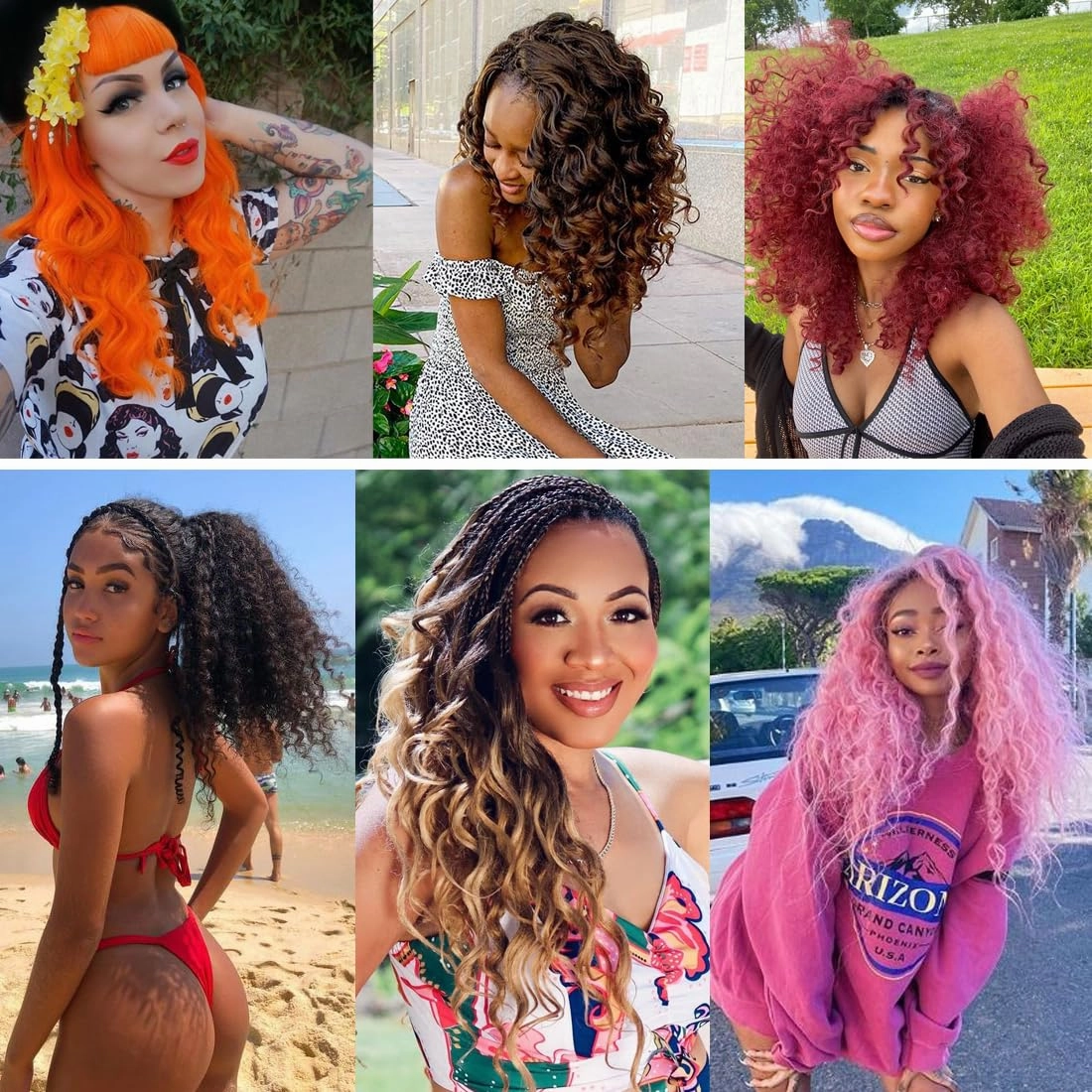 Ocean Wave Crochet Hair 14 Inch 6 Packs Deep Wave braiding hair Extensions Short Curly Twist Crochet Braids Hair for Women Synthetic Crochet Braid Hair(14 inch, 1BTBrown)