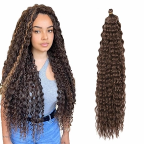 Ocean Wave Crochet Hair 18inch 4packs Deep Wave Crochet Hair Ocean Wave Braiding Hair Crochet Braids Synthetic Braids Wet and Wavy Braiding Hair Curly Braiding Hair For Black Women (#4, 18inch,4packs)