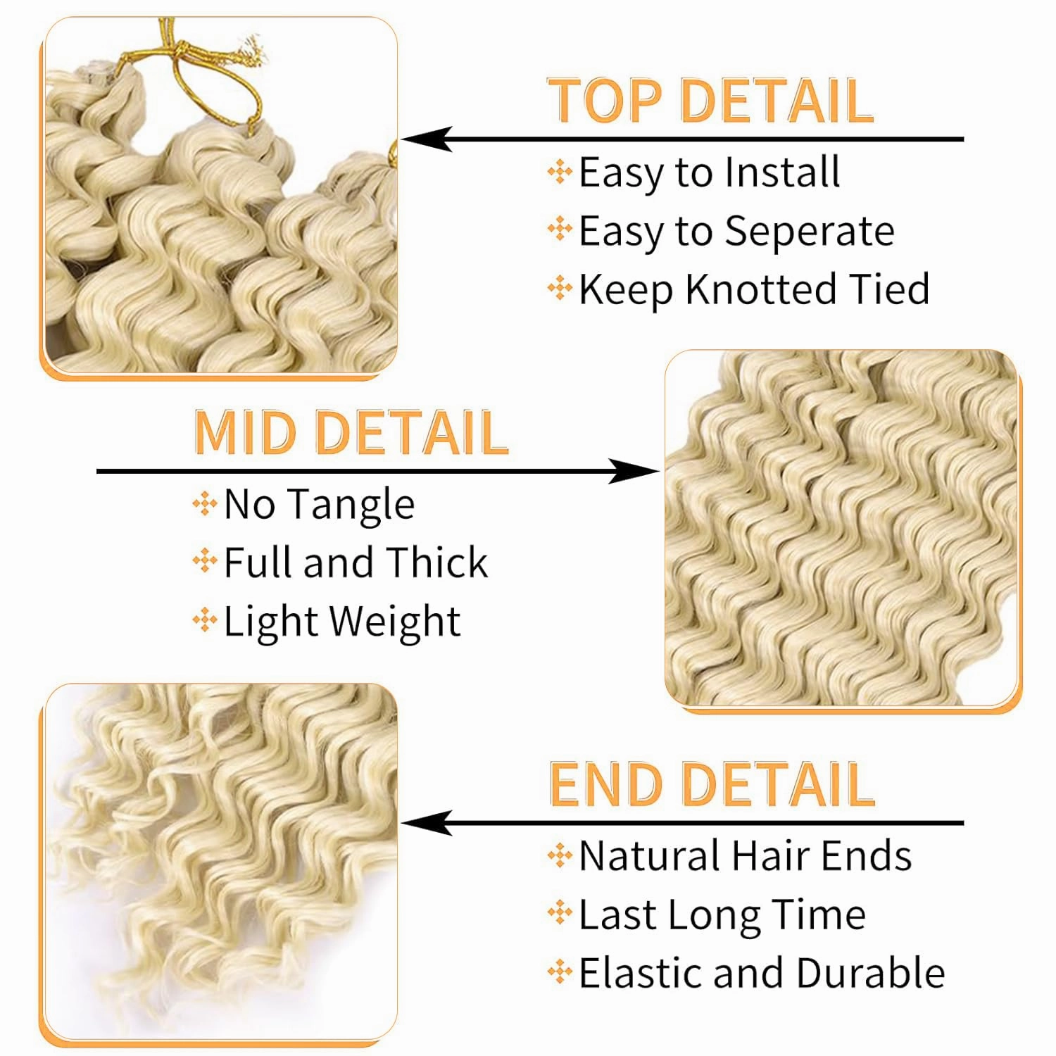 Ocean Wave Crochet Hair 18inch 4packs Deep Wave Crochet Hair Ocean Wave Braiding Hair Crochet Braids Synthetic Braids Wet and Wavy Braiding Hair For Black Women (#613, 18inch,4packs)