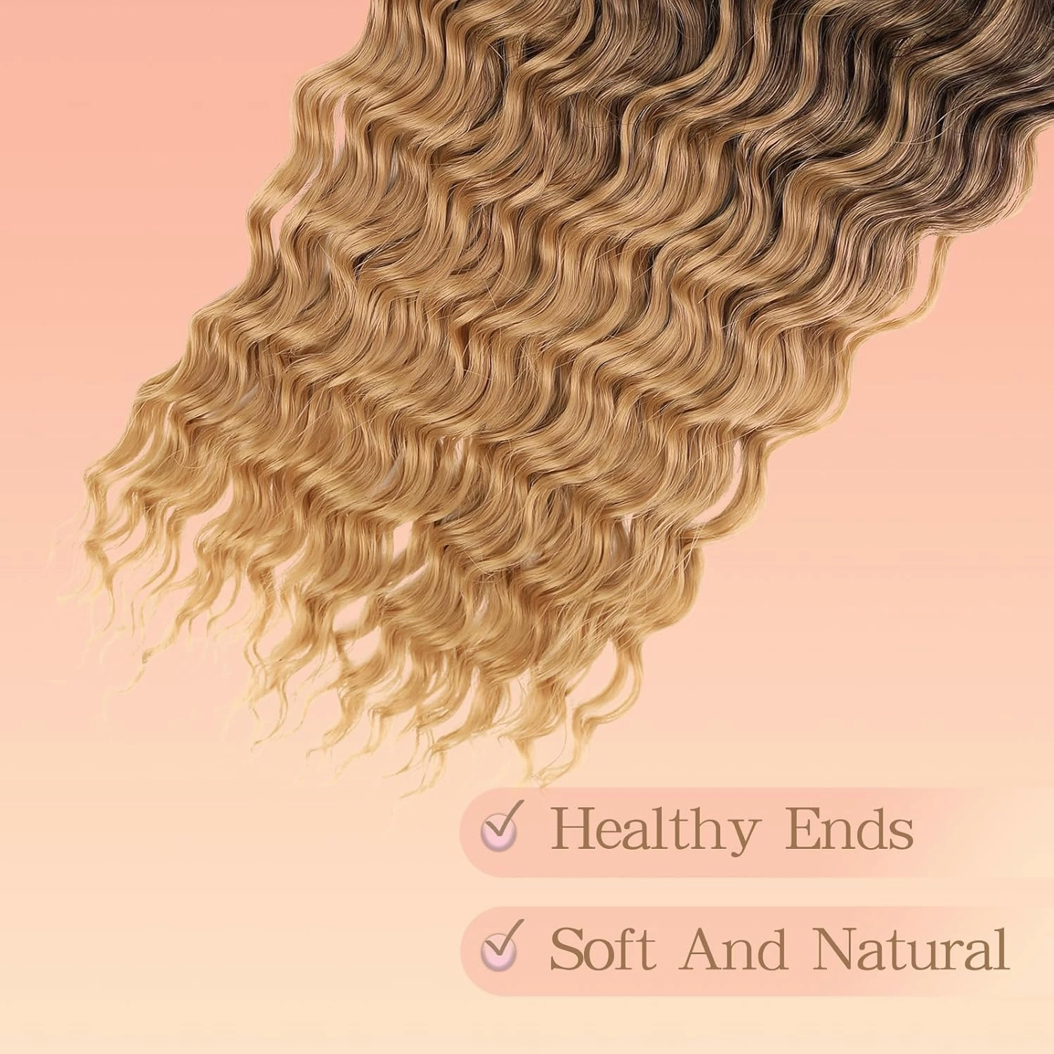 Ocean Wave Crochet Hair 24 inch 7 Packs Long Deep Wave Curly Braiding Hair Soft Synthetic Curly Crochet Hair For Black Women(24 Inch, 4/27）