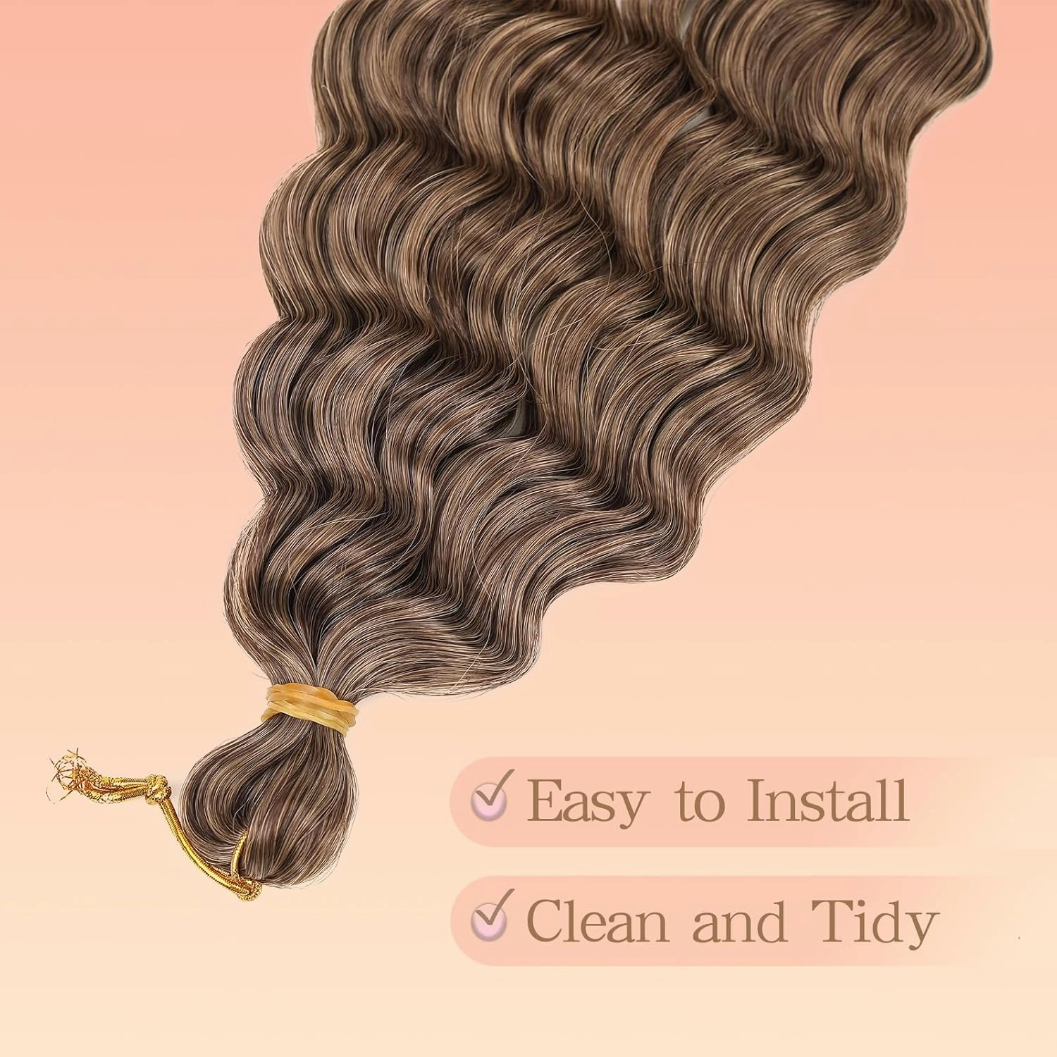 Ocean Wave Crochet Hair 24 inch 7 Packs Long Deep Wave Curly Braiding Hair Soft Synthetic Curly Crochet Hair For Black Women(24 Inch, 4/27）