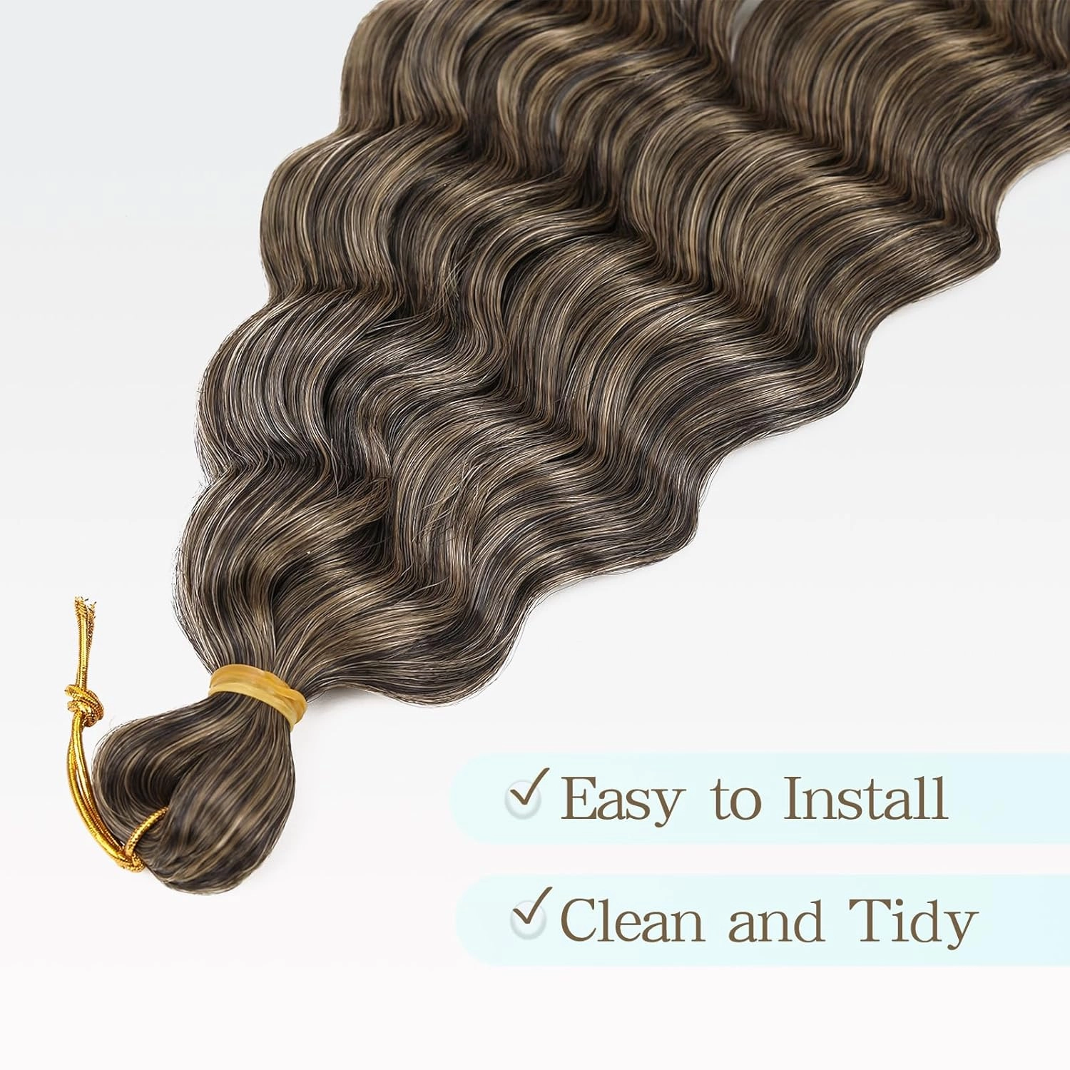 Ocean Wave Crochet Hair 24 inch 7 Packs Long Ombre Brown Deep Wave Curly Braiding Hair Soft Synthetic Curly Crochet Hair For Black Women(24 Inch, 4/30）