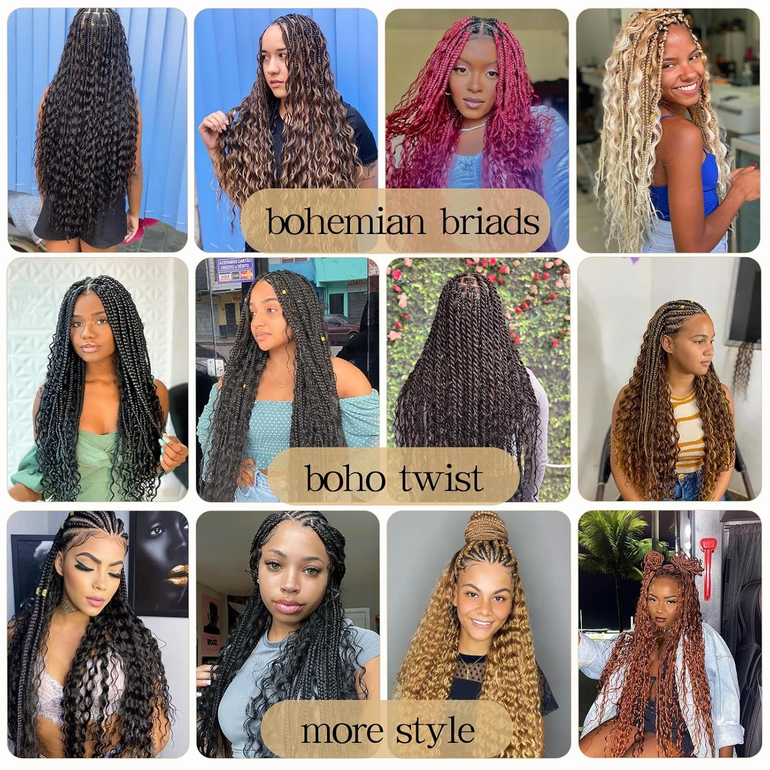 Ocean Wave Crochet Hair 24 inch 7 Packs Long Ombre Brown Deep Wave Curly Braiding Hair Soft Synthetic Curly Crochet Hair For Black Women(24 Inch, 4/30）