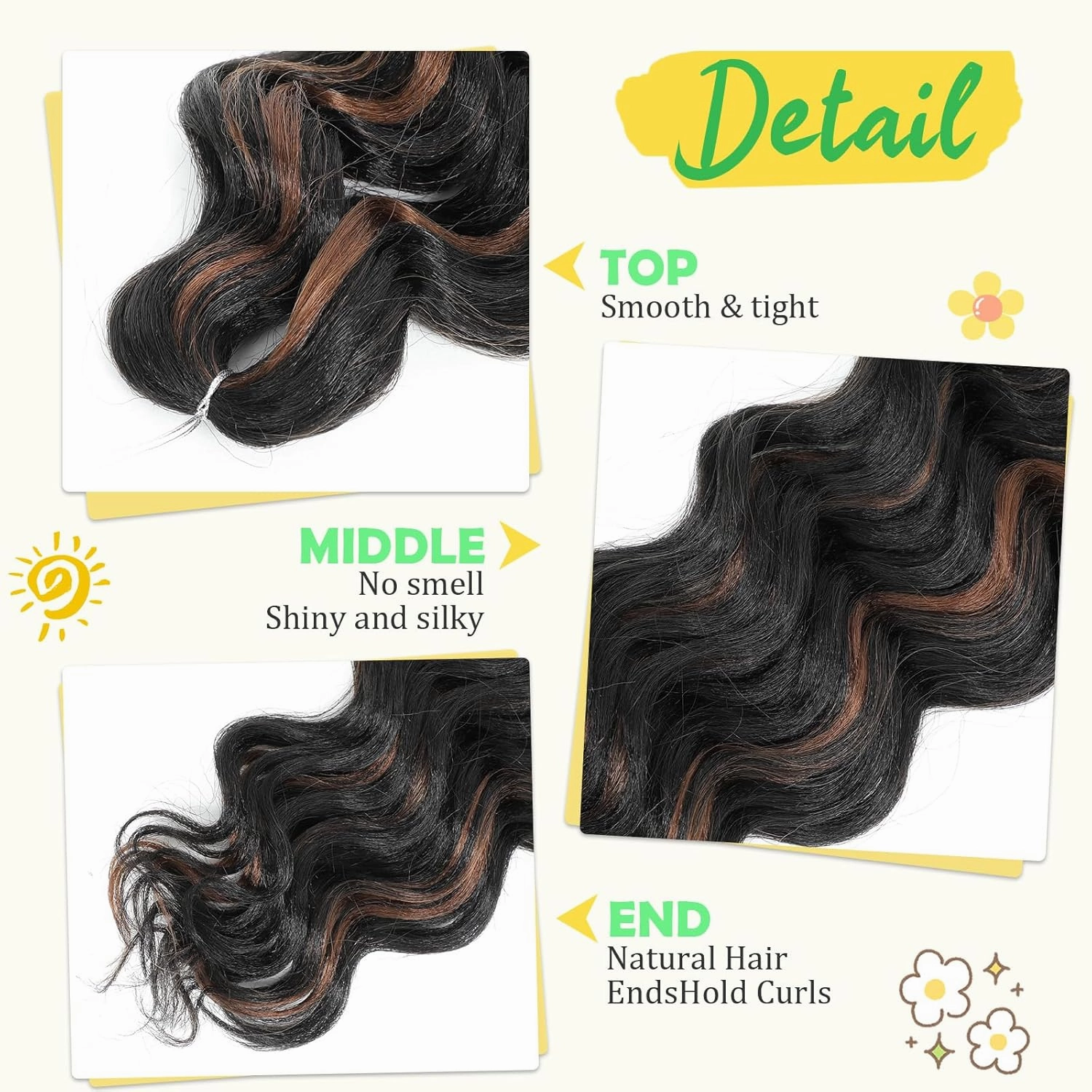 Ocean Wave Crochet Hair 9inch 8Packs Curly Braiding Hair for Black Women Deep Wave Crochet Hair Extensions P1B/30