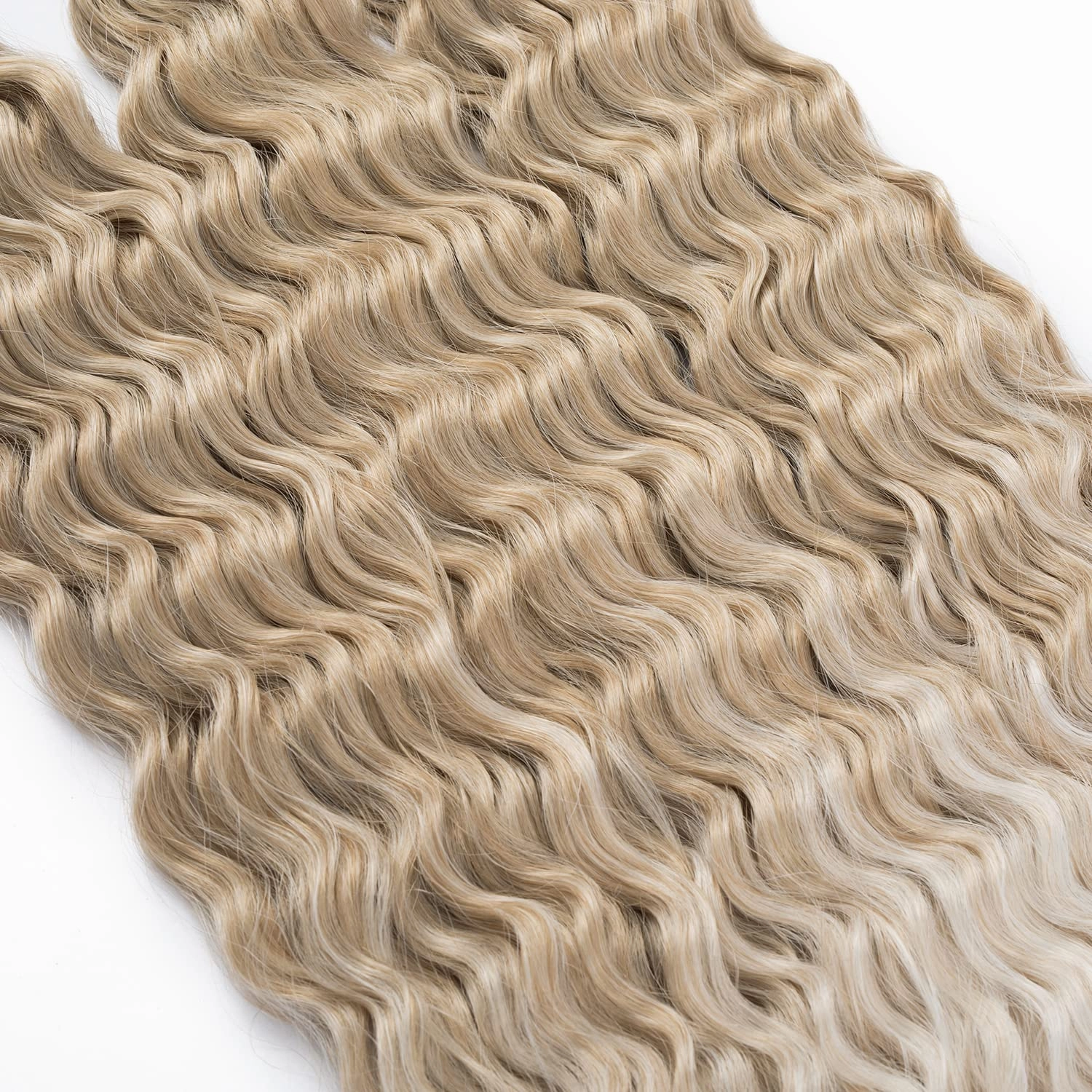Ocean Wave Crochet Hair Blonde 22inch Curly Braiding Hair Wavy Synthetic Ombre Crochet Hair 6Packs #18/56c Blond mix Platinum