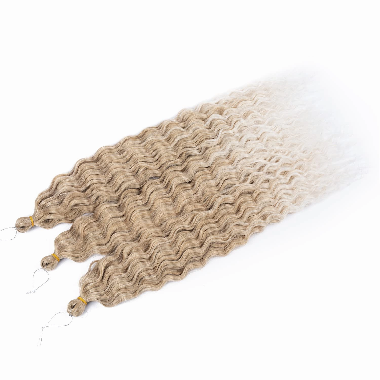 Ocean Wave Crochet Hair Blonde 22inch Curly Braiding Hair Wavy Synthetic Ombre Crochet Hair 6Packs #18/56c Blond mix Platinum