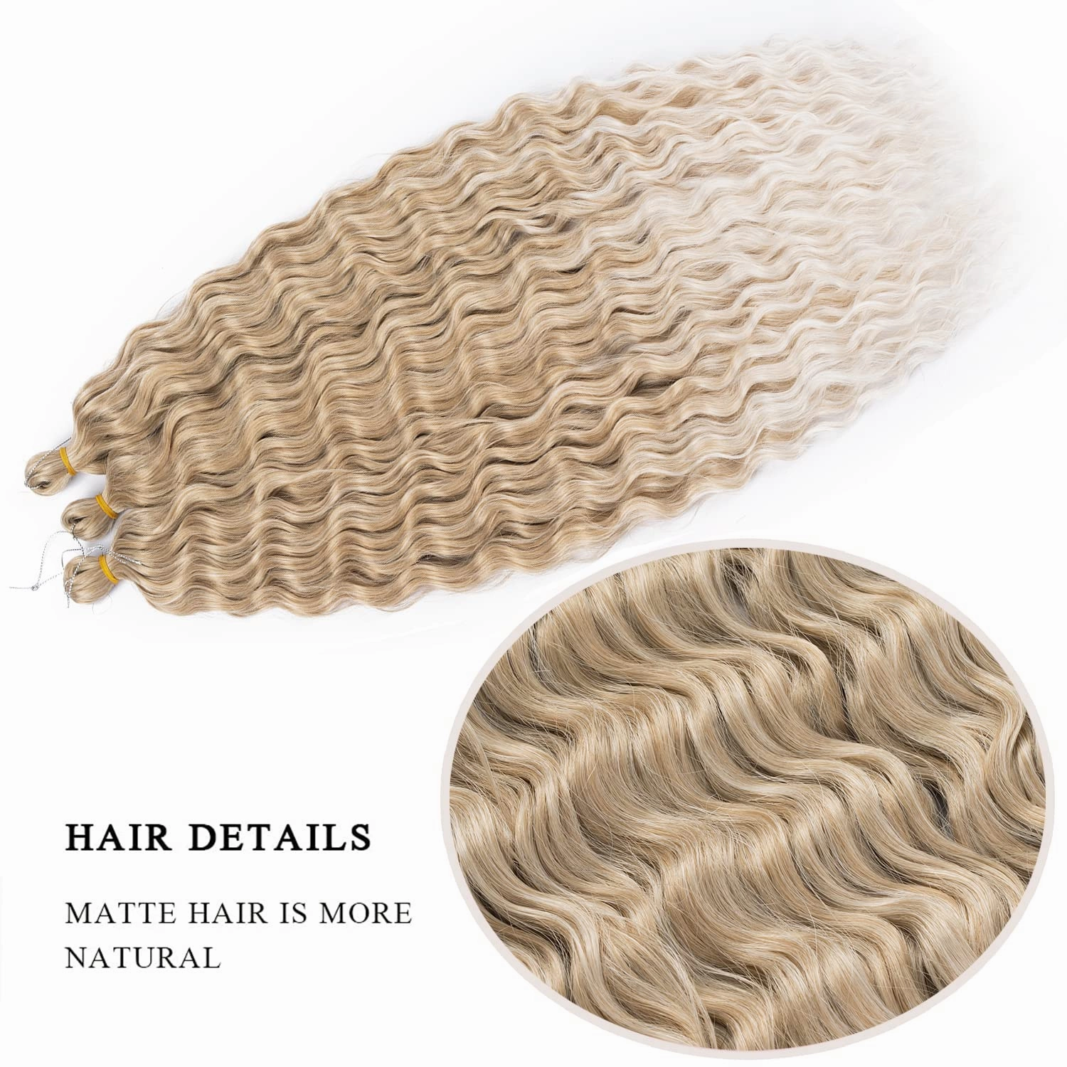 Ocean Wave Crochet Hair Blonde 22inch Curly Braiding Hair Wavy Synthetic Ombre Crochet Hair 6Packs #18/56c Blond mix Platinum