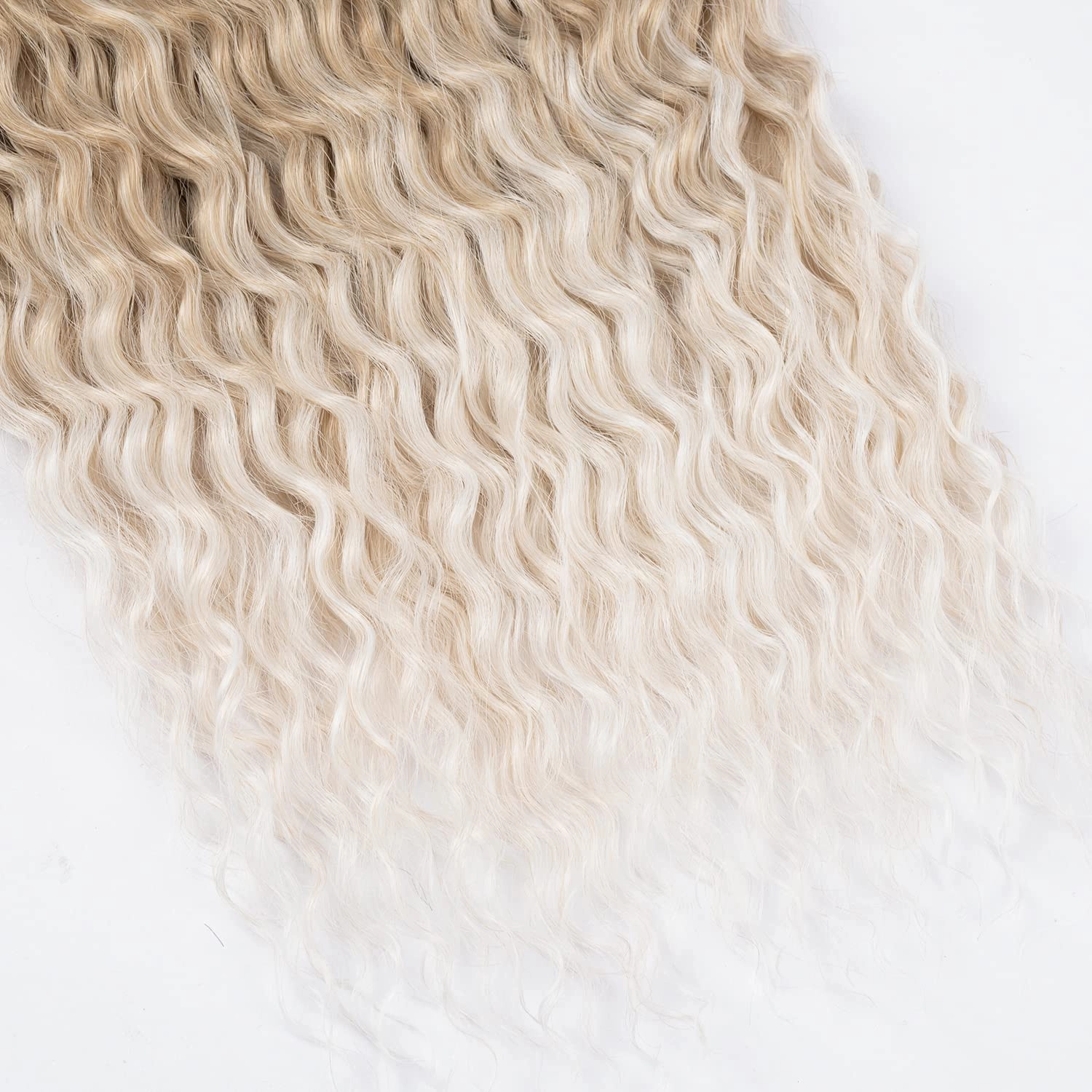 Ocean Wave Crochet Hair Blonde 22inch Curly Braiding Hair Wavy Synthetic Ombre Crochet Hair 6Packs #18/56c Blond mix Platinum